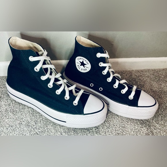 Converse Chuck Taylor All Star Black Lift High-Top Platform Sneakers Size 7.5 - Picture 2 of 8